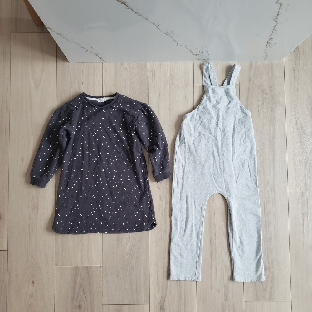 Nordstrom‎ Bundle Girls 6 Miles the Label Dress Gray Overalls 2 Pc Lot